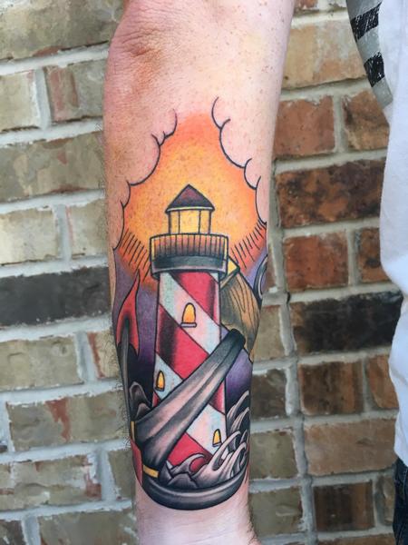 Tattoos - Traditional lighthouse and anchor - 131164